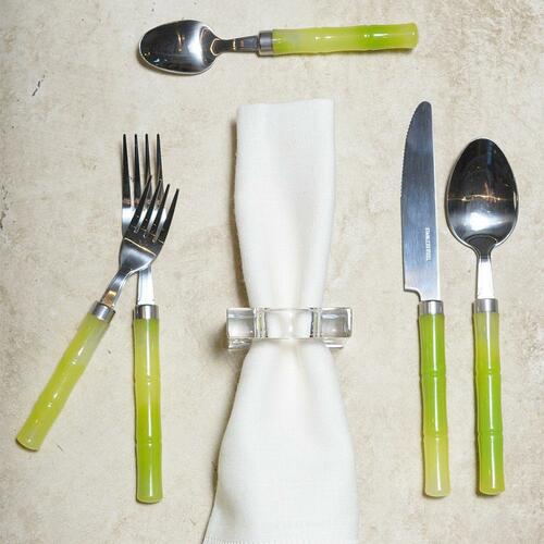 Cut001 caspari bamboo handle 5 piece stainless steel picnicware set in green 11867532722223 1024x1024