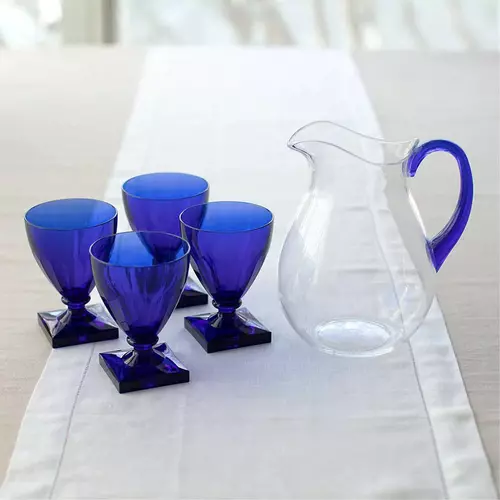 Jug001 caspari acrylic pitcher in clear with cobalt handle 1 each 28517652430983 1024x1024