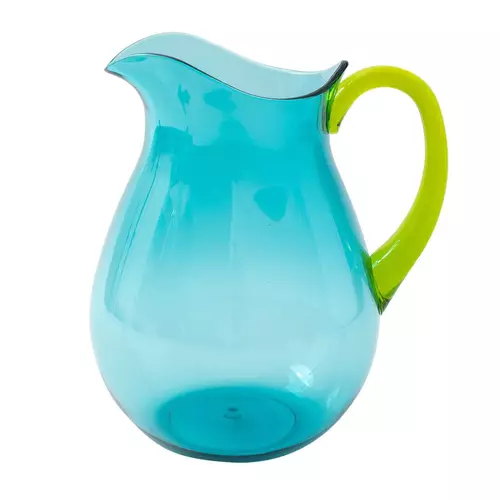 Jug003 caspari acrylic pitcher in turquoise with green handle 1 each 15397789302919 1024x1024