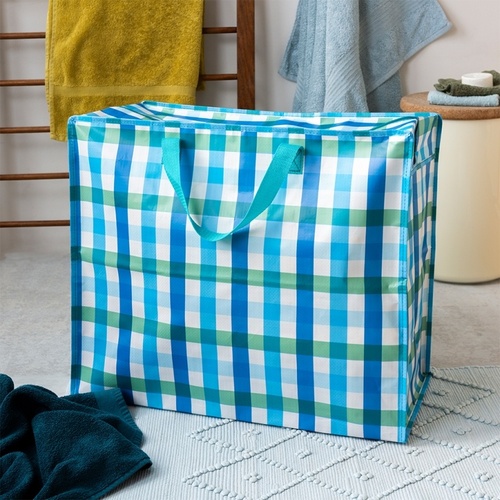 31878 jumbo storage bag blue gingham lifestyle