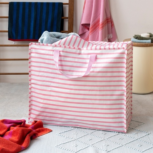 31875 jumbo storage bag coral stripes